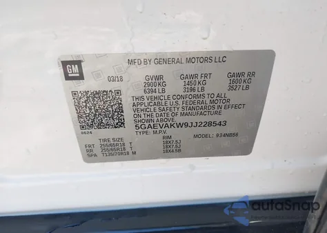 2018 Buick Enclave Essence z USA, uszkodzony, nr VIN 5GAEVAKW9JJ228543